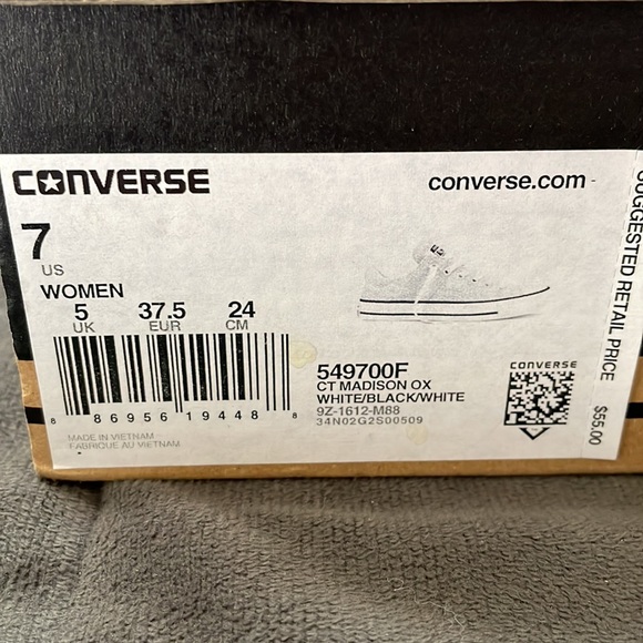 Converse Womens sz 7 Madison Ox white/black/white NEW in box SUPER NICE! - Picture 6 of 8